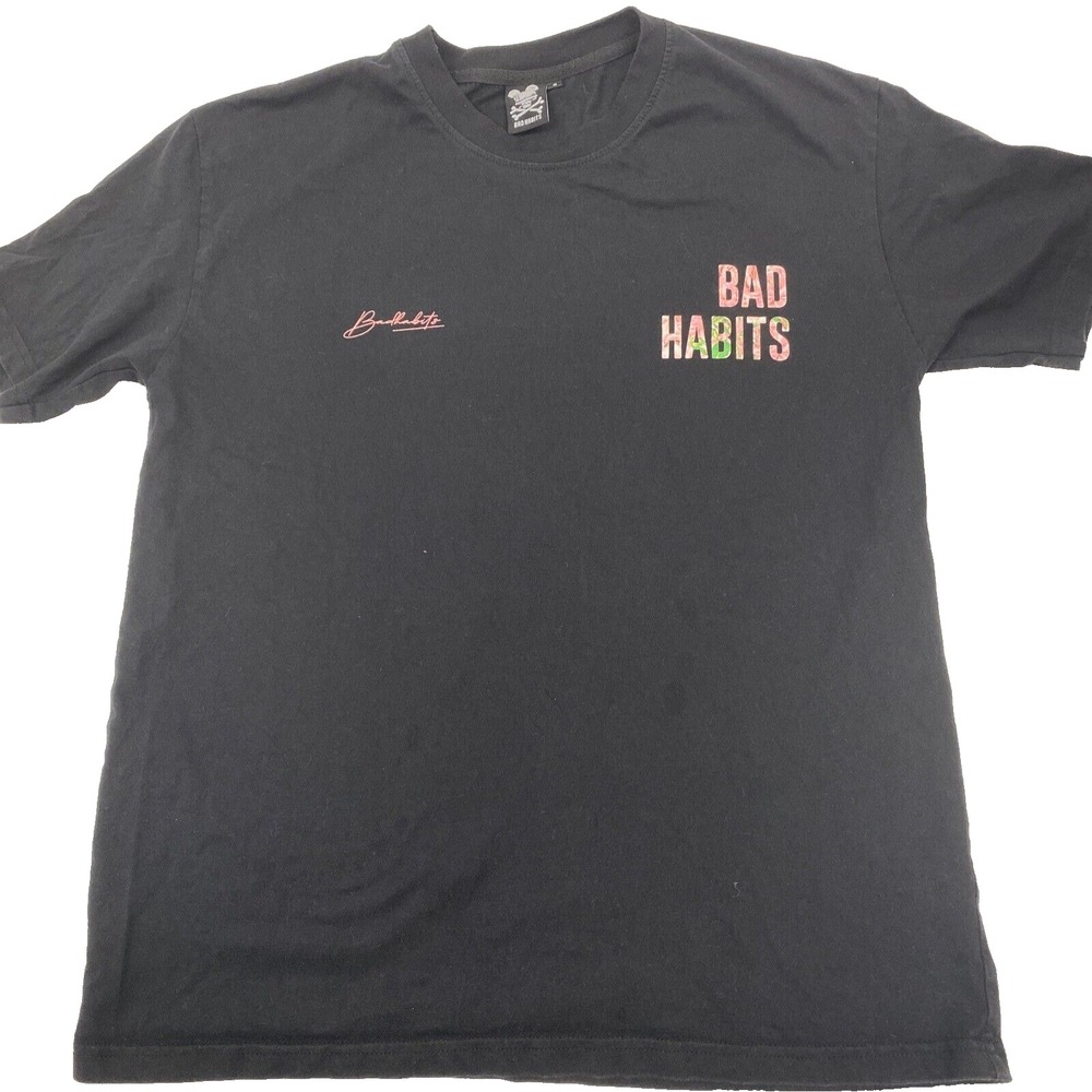 bad Habits Streetwear Brand t-Shirt black tee size small sick fame short sleeve